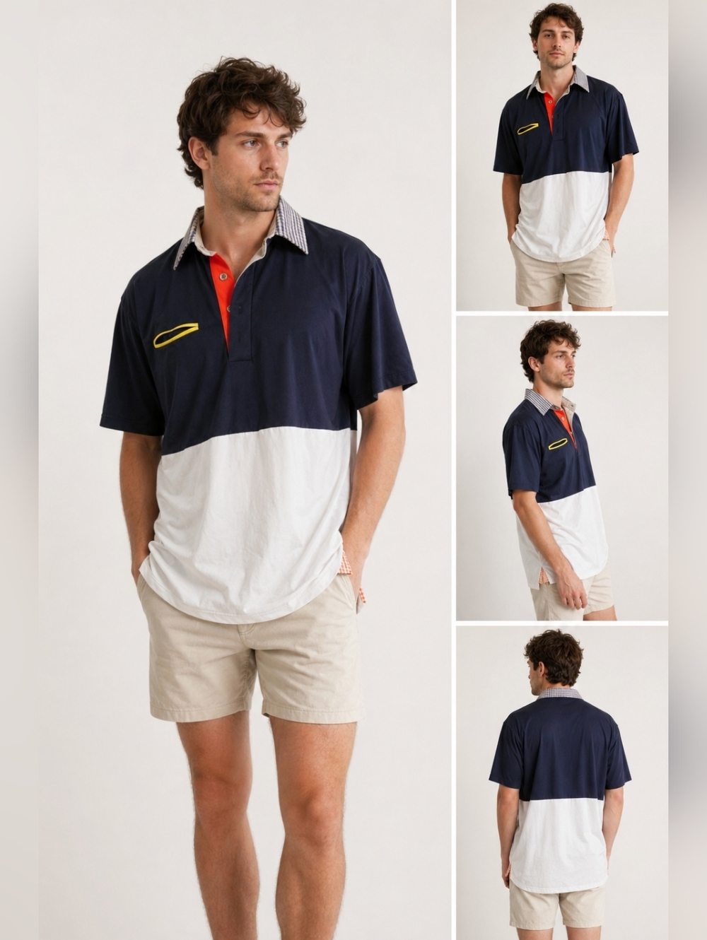 Alial Fital Color Block Polo Shirt – Navy / White / Red Accent NWT (Size L)